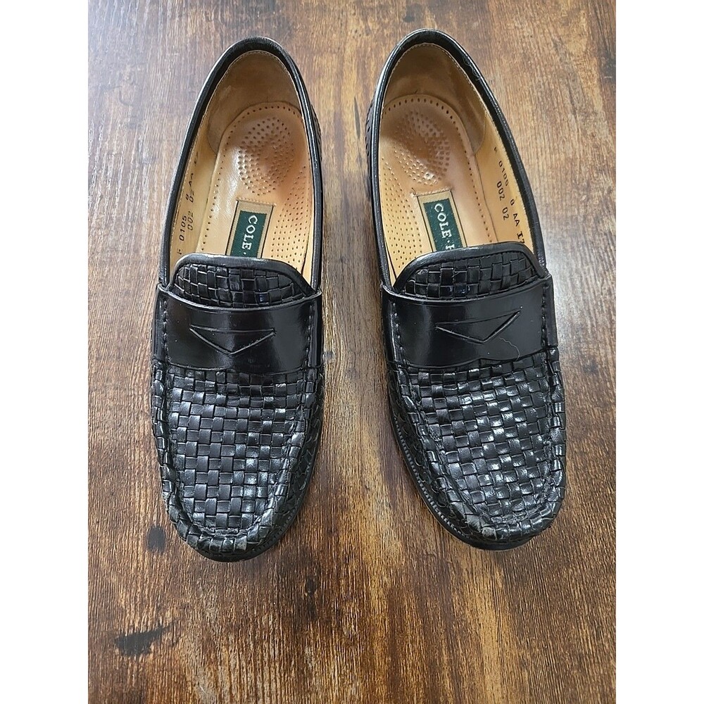 Cole Haan Men's Vintage Black Woven Leather Penny Loafers Size 8M